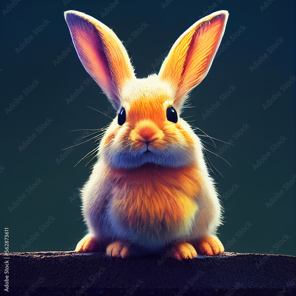 Cute bunny for children poster illustration. Easter rabbit.