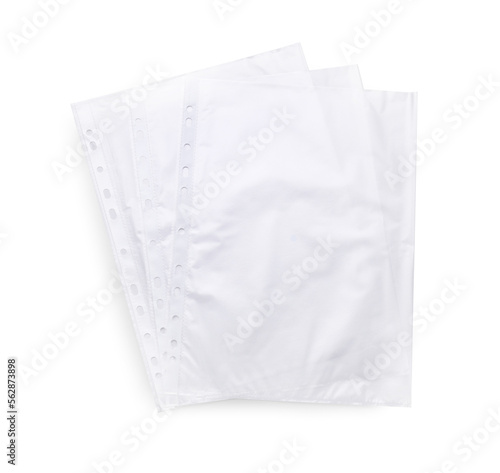 Punched pockets isolated on white, top view