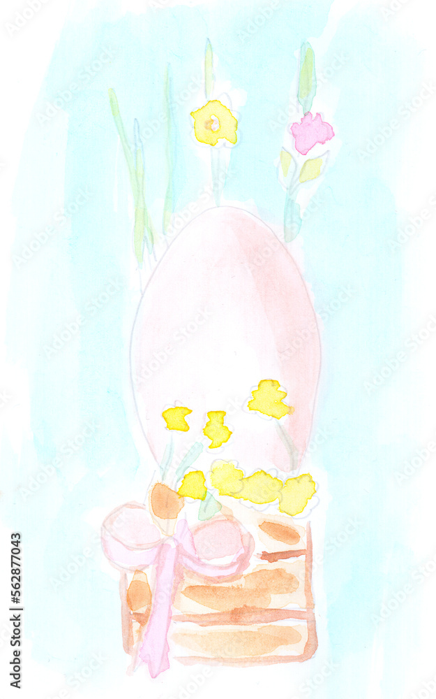 Easter, egg, holiday decor. Watercolor, art decoration, sketch. Illustration hand drawn modern
