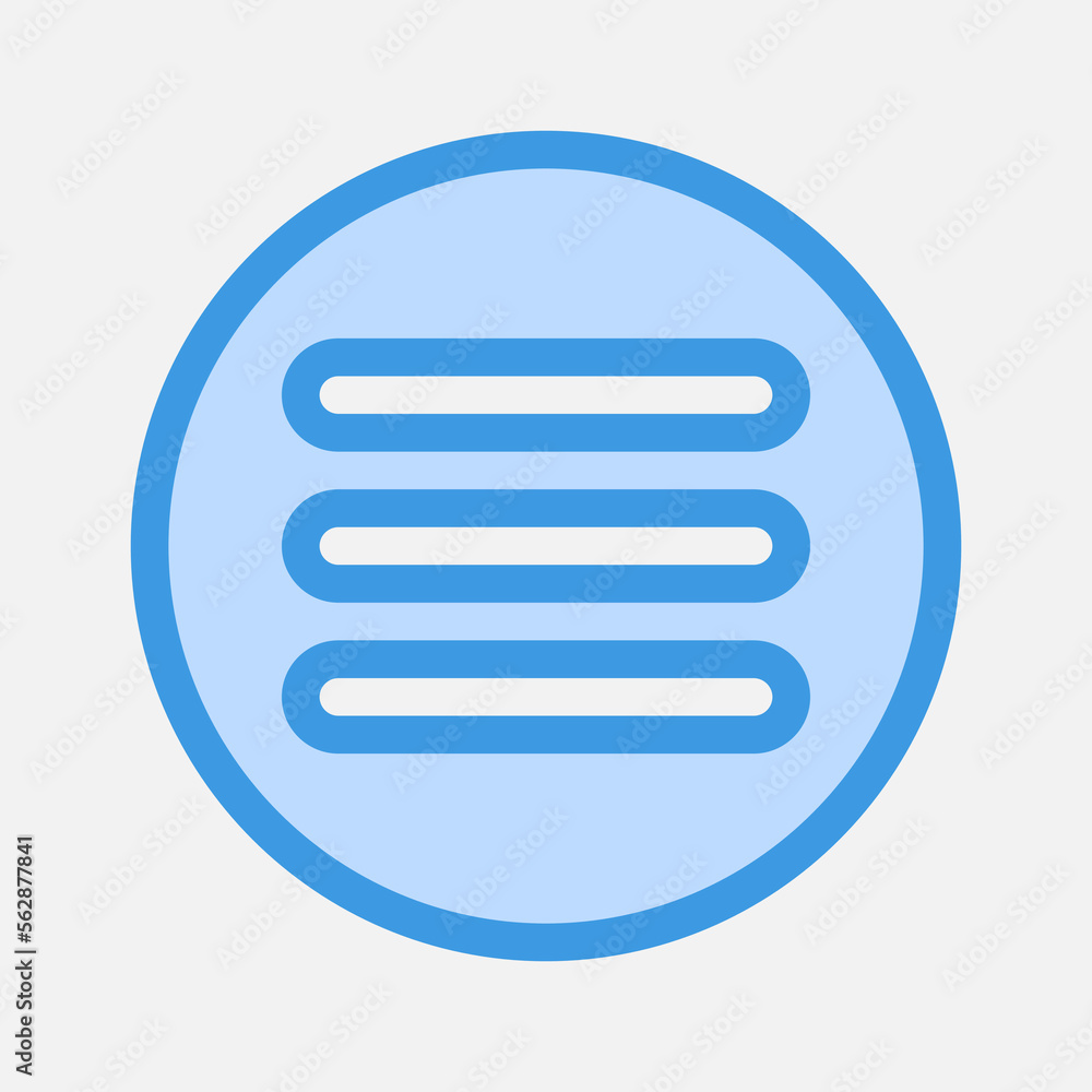 Menu icon in blue style about essentials, use for website mobile app presentation Menu icon in blue style about essentials, use for website mobile app presentation
