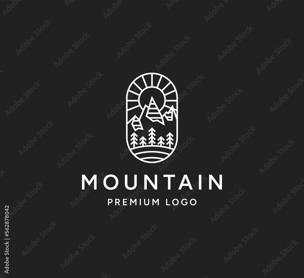 Fototapeta premium Vector outdoor activity mountains emblem.