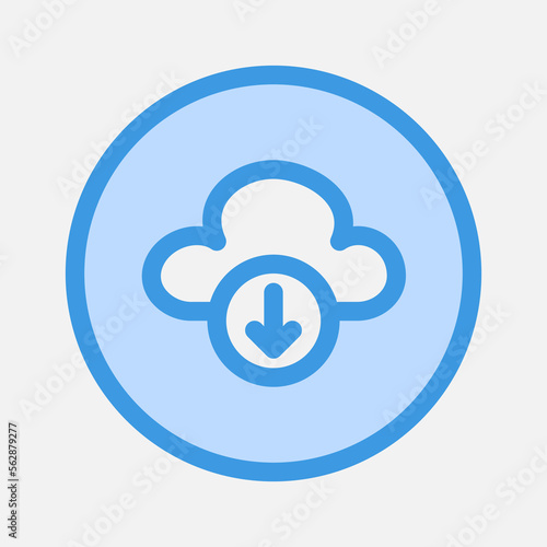 Cloud download icon in blue style about essentials, use for website mobile app presentation