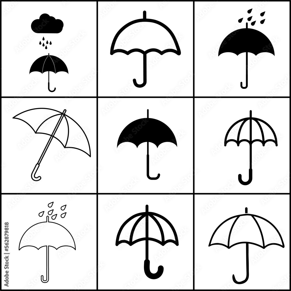 Umbrella Icon set illustration on white background..eps Umbrella Icon set illustration on white background..eps
