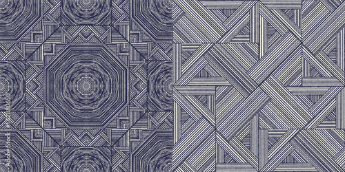 SEAMLESS HAND DRAWN GEOMETRIC STRIPE PATTERN SWATCHES