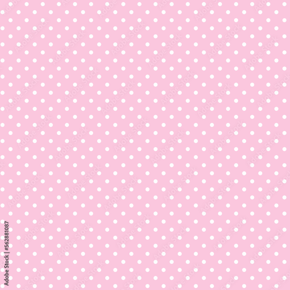 Seamless polka dot pink and white pattern for Your design. White Polka dots trendy on pink pastel background, tile. For fabric pattern, card, decor, wrapping paper	