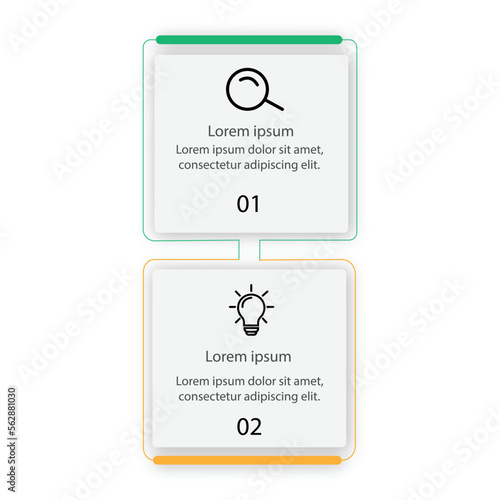 Business infographic template. Thin line design label with icon and 2 options, steps or processes.