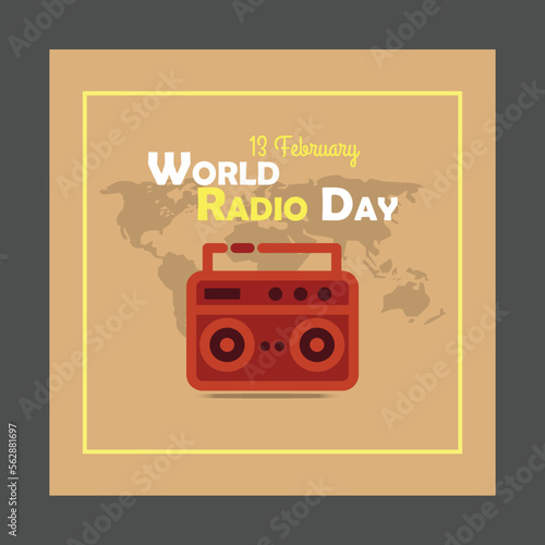World radio day 13 February. Vector Illustration. Radio day banner or poster