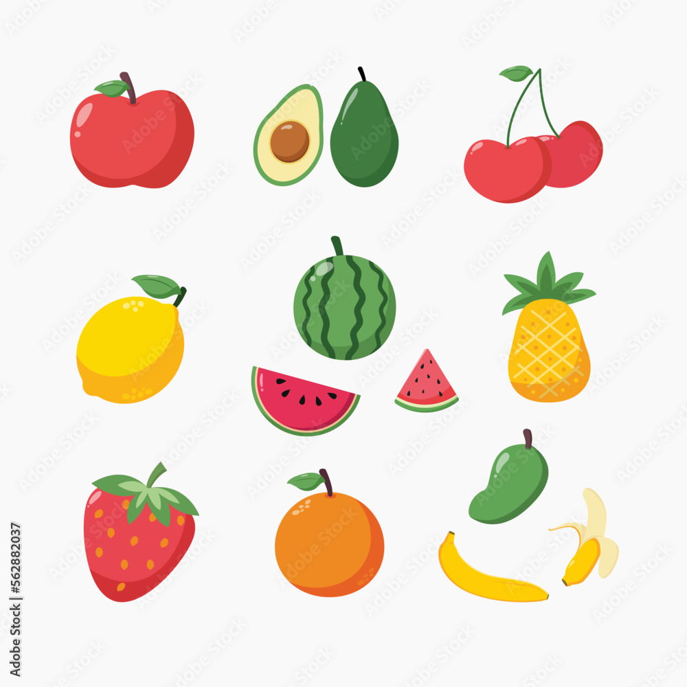 set of fruits and berries