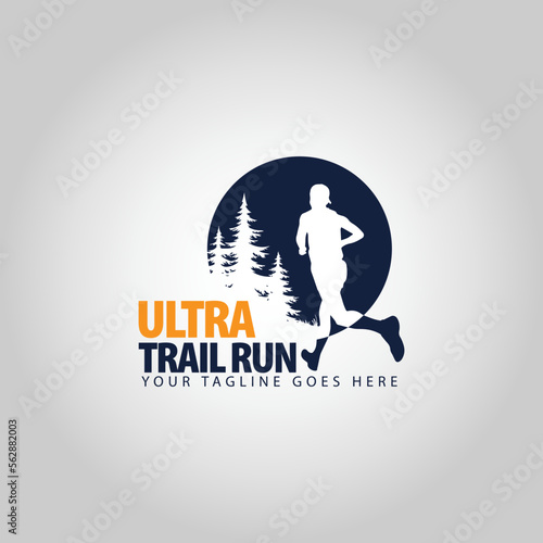 Fototapeta Naklejka Na Ścianę i Meble -  Ultra Trail running logo vector illustration on white background