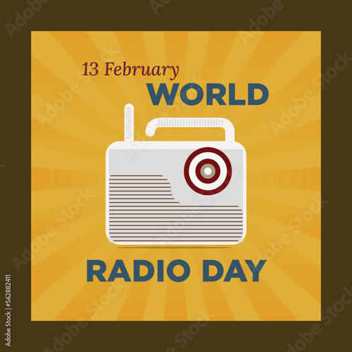 World radio day 13 February. Vector Illustration. Radio day banner or poster