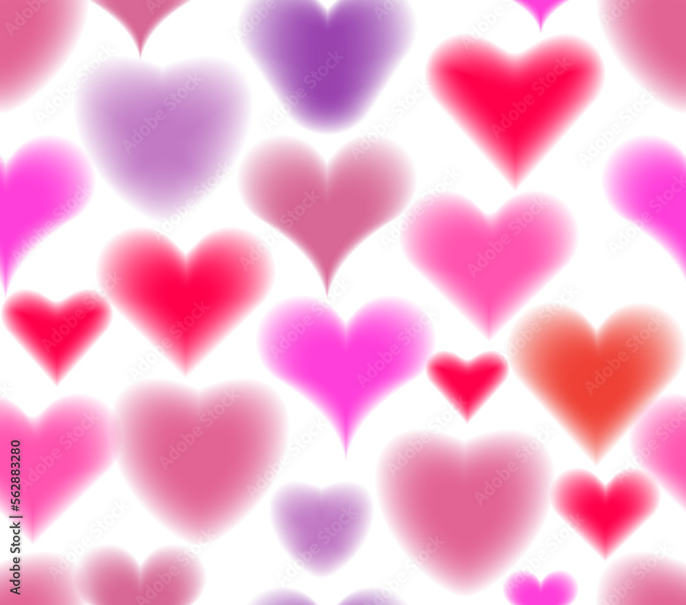 Heart watercolor seamless pattern transparent background.