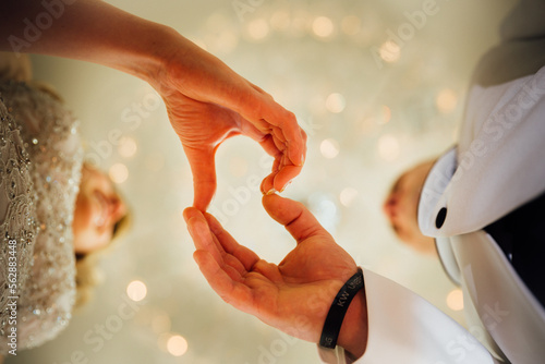 hands heart shape couple love wedding