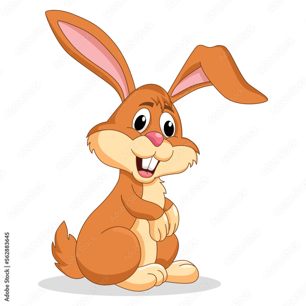 Funny rabbit cartoon vector illustration. Stock Vector | Adobe Stock