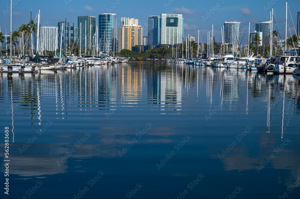Marina with Blue Sky and Water.