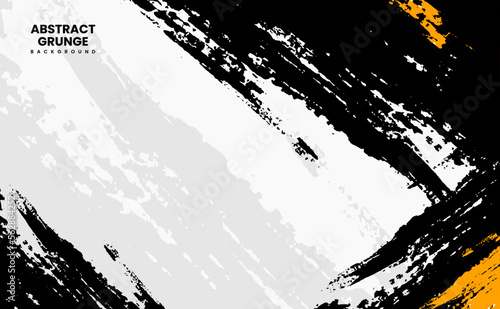 Orange and black brush strokes grunge texture background. Sport style vector illustration. Colorful scratched template. Texture and elements for design