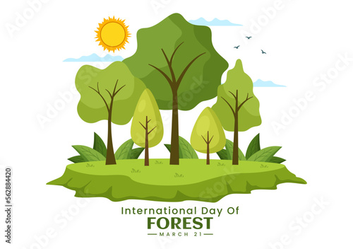 World forestry day on March 21st Illustration to Educate, Love and Protect the Forest in Flat Cartoon Hand Drawn Landing Page Templates
