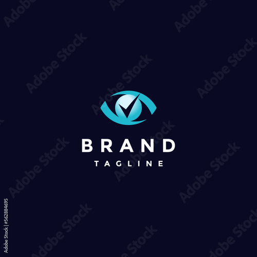 Simple Eye Check Logo Design. Check Icon In The Middle Of Minimalist Eye Symbol Design.
