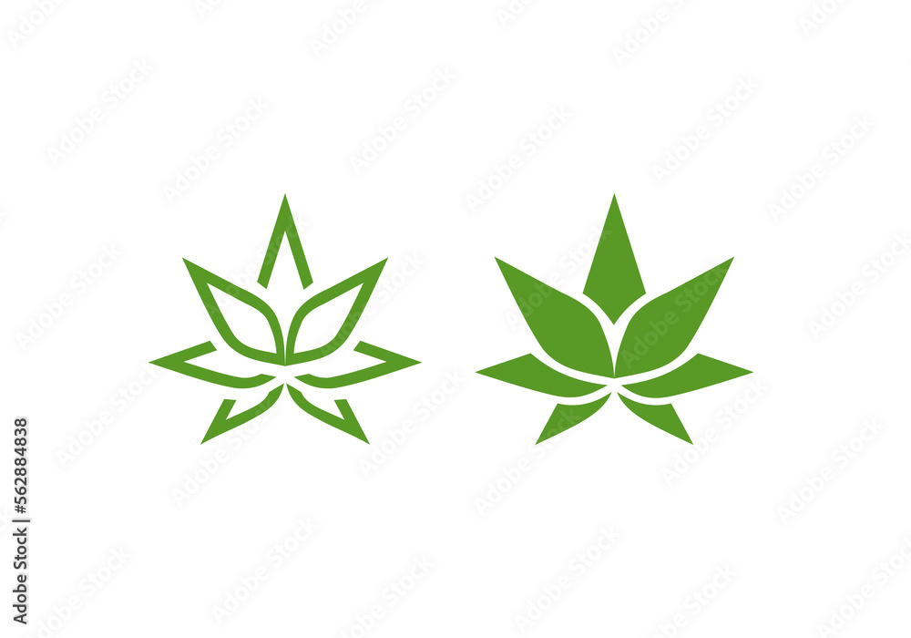 cannabis leaf logo design template.icon for science technology cannabis leaf logo design template.icon for science technology