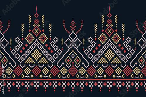 Cross stitch colorful geometric traditional ethnic pattern Ikat seamless pattern abstract design for fabric print cloth dress carpet curtains and sarong Aztec African Indian Indonesian 