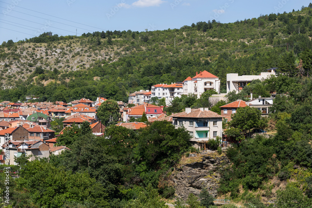 Asenovgrad is a town in central southern Bulgaria. Panorama, view of the city from the Rhodope Mountains.