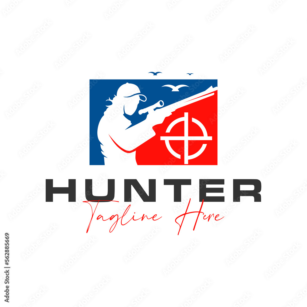 bird hunter vector illustration logo design bird hunter vector illustration logo design