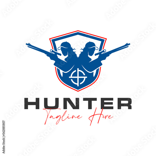 bird hunter vector illustration logo design