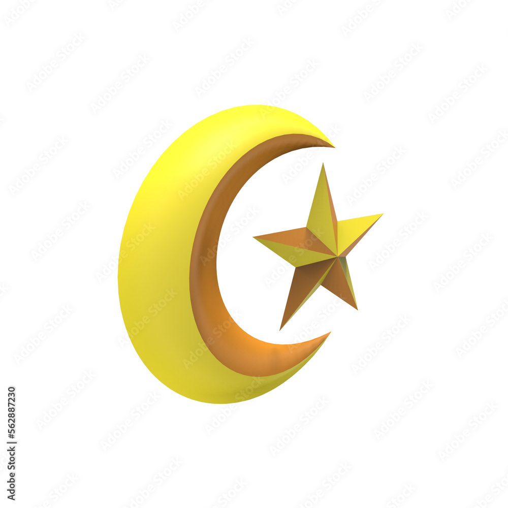 MOON AND STAR ISLAMIC 3D RENDER MOON AND STAR ISLAMIC 3D RENDER
