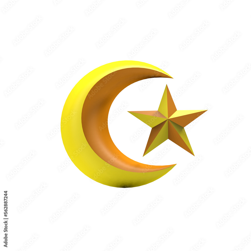 MOON AND STAR ISLAMIC 3D RENDER MOON AND STAR ISLAMIC 3D RENDER