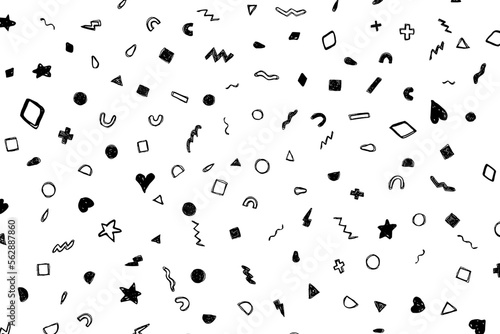 ペンで書いたモノクロのメンフィス背景素材