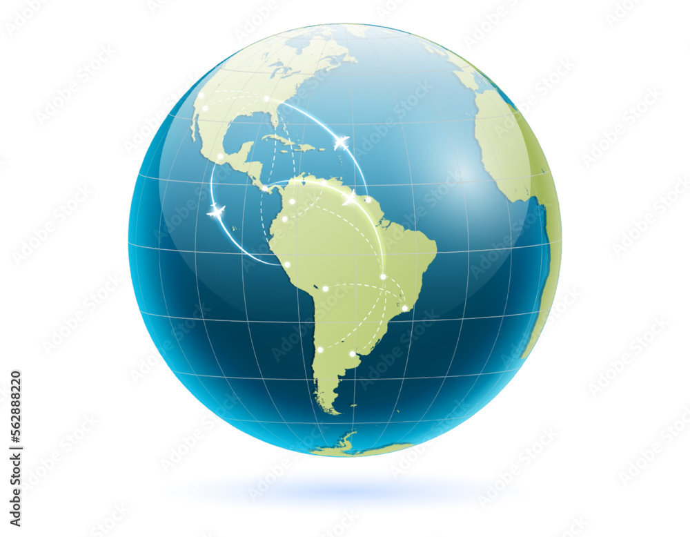 Fototapeta premium set of realistic earth globe interconnected isolated
