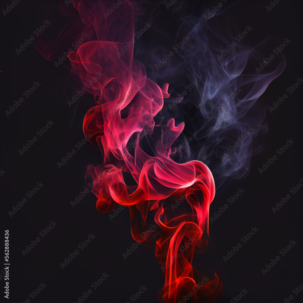 Obraz premium Red Fire and Smoke on Black Background Generative