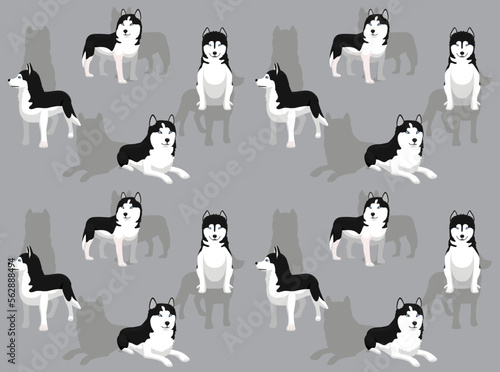 Dog Siberian Husky Cartoon Character Seamless Wallpaper Background