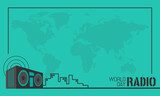 World radio day background with copy space area