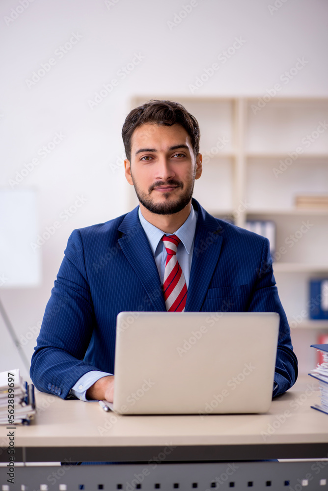Young male employee working in the office