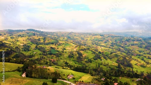 Aerial landscape from the fields, Boyaca,Colombia
