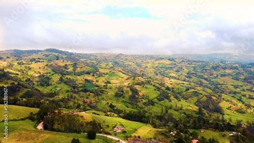 Aerial landscape from the fields, Boyaca,Colombia photo