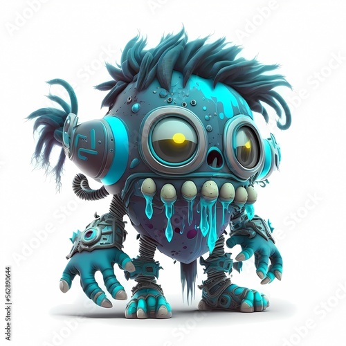  3d Monster character Illustrationcyberpunk and Steampunk style design