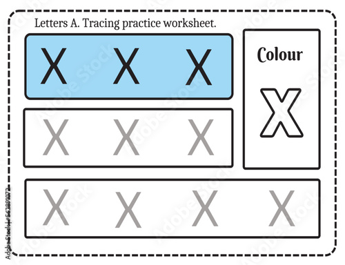 Free Download Alphabet letters tracing worksheet with alphabet letter X. Basic writing practice for kindergarten kids worksheet ready to print vector illustration - GFXLoad