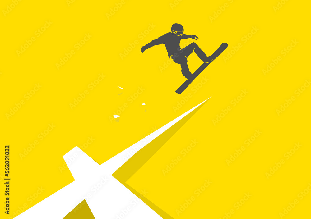 Naklejka premium Premium editable vector illustration of snowboarding in action in the X games park symbol best for your digital design and print mockup