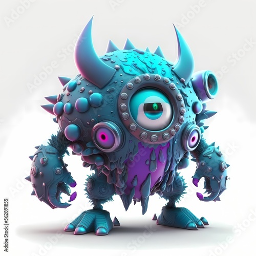 3d Monster character Illustration cyberpunk and Steampunk style design