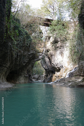 Beautiful canyon with green water at Martvili Canyon the famous tourist spot