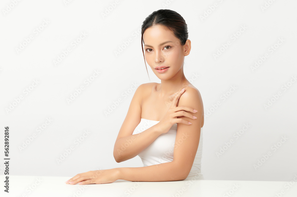 Beautiful young asian woman with clean fresh skin on white background, Face care, Facial treatment, Cosmetology, beauty and spa, Asian women portrait. Beautiful young asian woman with clean fresh skin on white background, Face care, Facial treatment, Cosmetology, beauty and spa, Asian women portrait.