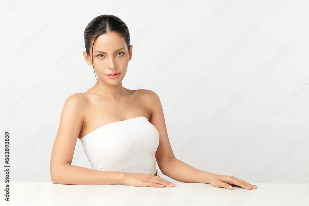 Beautiful young asian woman with clean fresh skin on white background, Face care, Facial treatment, Cosmetology, beauty and spa, Asian women portrait. Beautiful young asian woman with clean fresh skin on white background, Face care, Facial treatment, Cosmetology, beauty and spa, Asian women portrait.