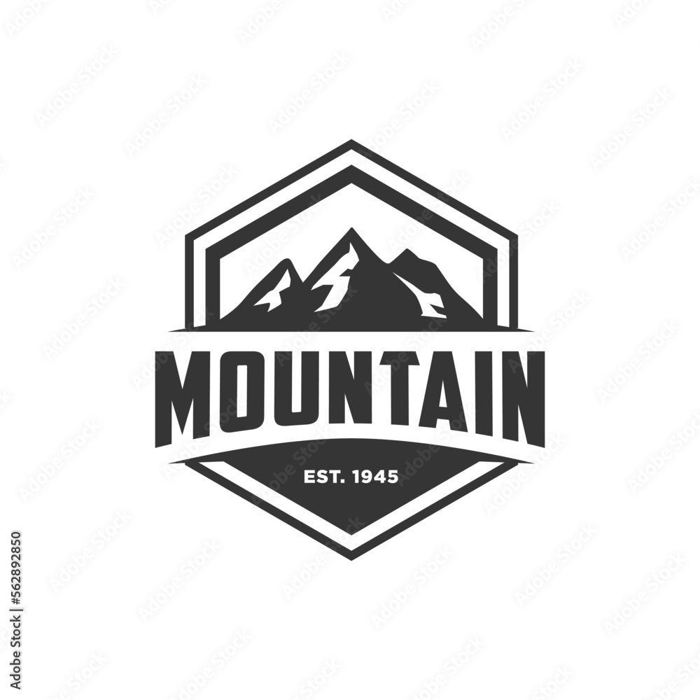 mountain logo emblem, nature color, vector design concept template
