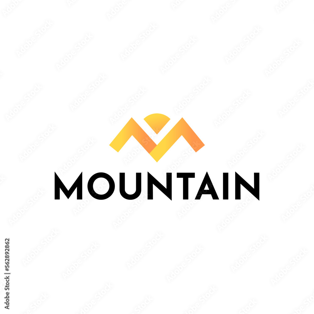 Mountain Logo Design Template Inspiration, M Letter Mountain Logo Design Template Inspiration, M Letter