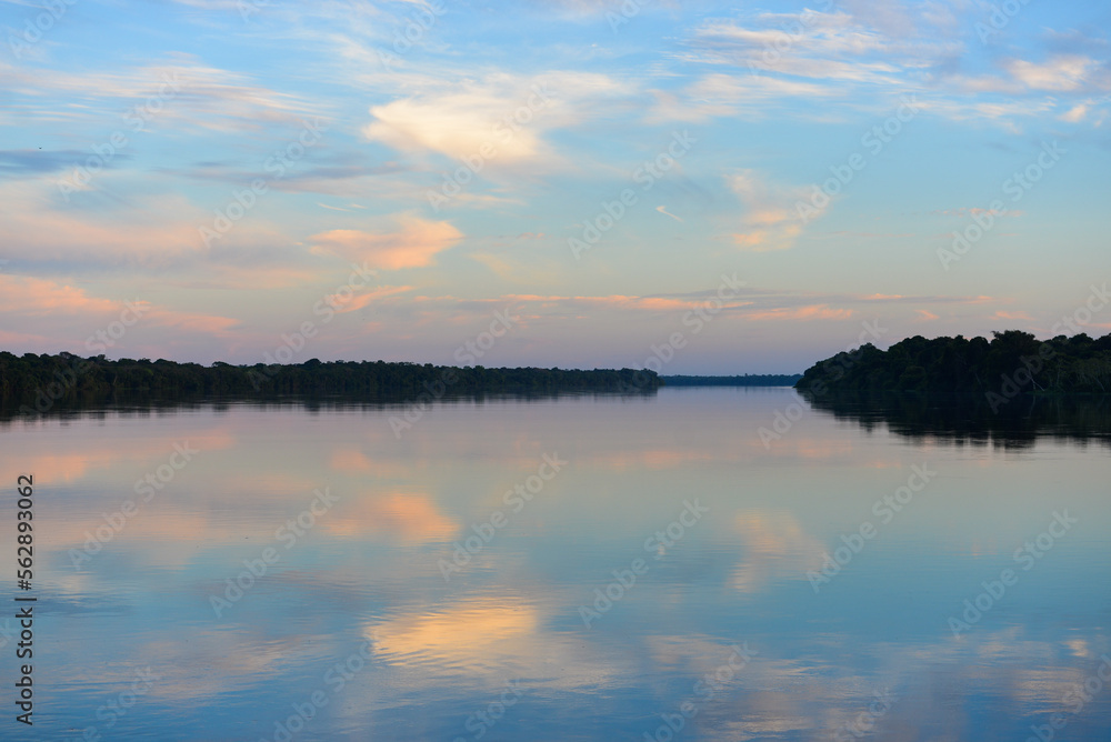 Dawn on the Guaporé - Itenez river, near the Quilombo of Santo Antonio, Rondonia state, Brazil, on the border with Beni Department, Bolivia