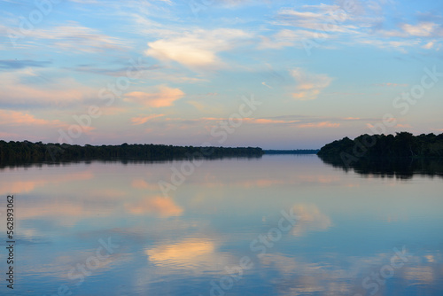 Dawn on the Guaporé - Itenez river, near the Quilombo of Santo Antonio, Rondonia state, Brazil, on the border with Beni Department, Bolivia