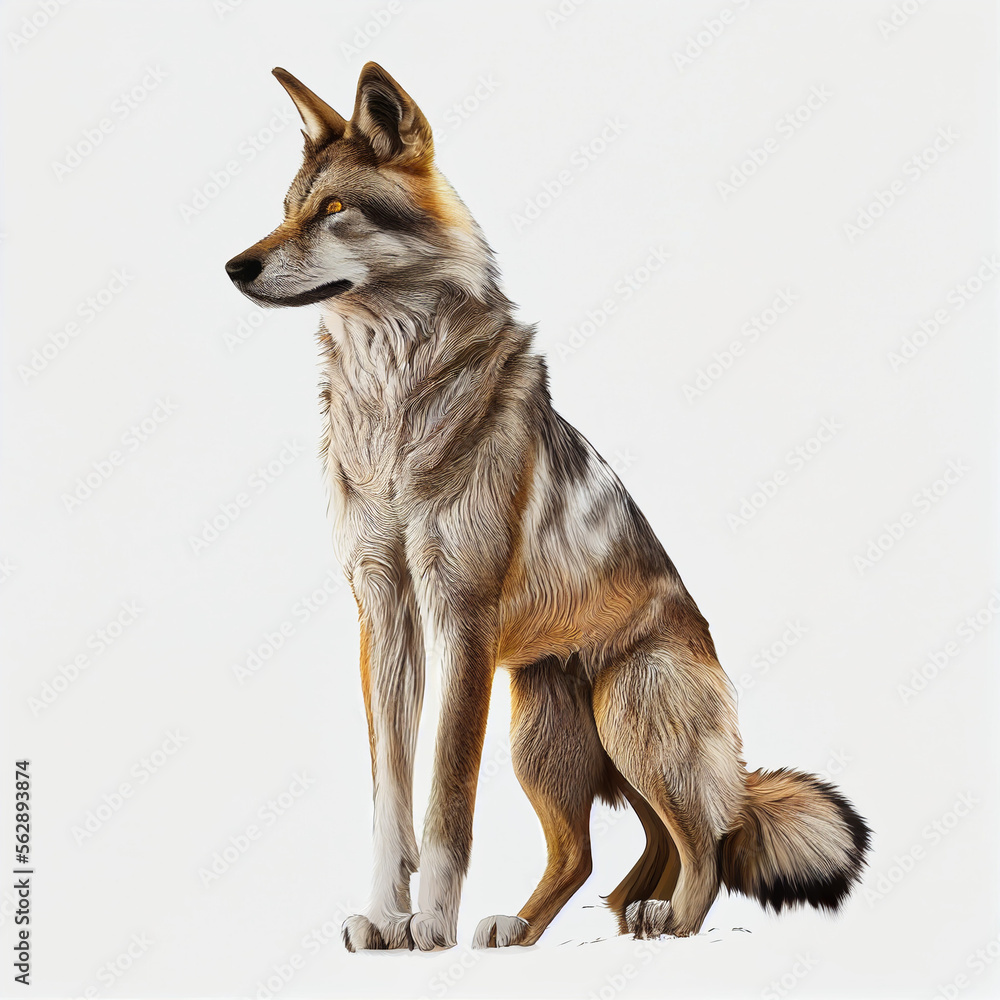 Arabian Wolf full body image with white background ultra realistic



