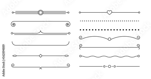 Line dividers decoration set. Vintage element frame isolated illustration.