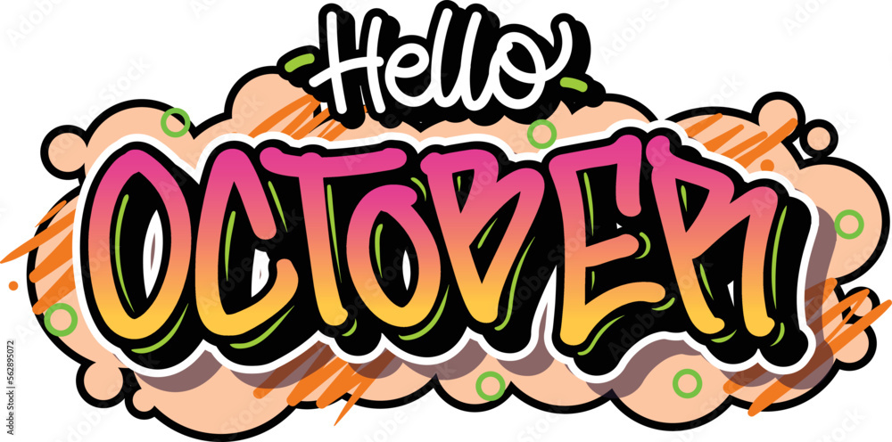 Name of months in readable lettering graffiti style vector design with vibrant color. Isolated on white background.